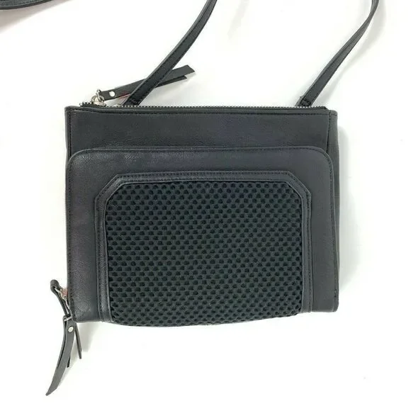 Steven by Steve Madden Crossbody Bag Black Silver Mesh Detail Pockets - Picture 3 of 8